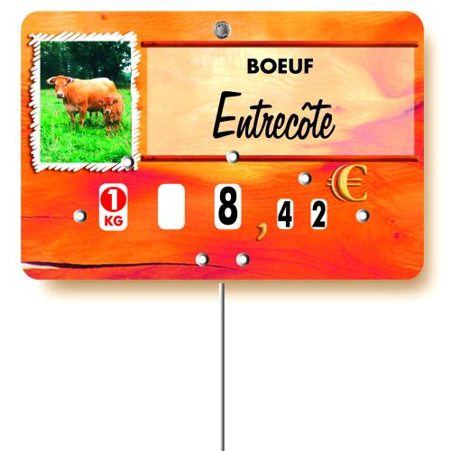 Etiquette : Paprika Viande Bovine ou Veau à texte - 8x12 cm (avec roulettes & pique inox) Etiquette : Paprika Viande Bovine ou Veau à texte - 8x12 cm (avec roulettes & pique inox)