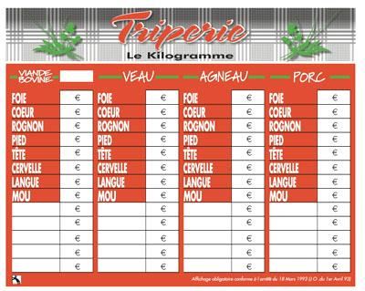 Panneau prix : Tendance rouge triperie - 50x40 cm Panneau prix : Tendance rouge triperie - 50x40 cm