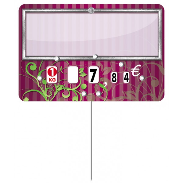 Etiquette : Arabesque fushia neutre - 7x10 cm (avec roulettes & pique inox) Etiquette : Arabesque fushia neutre - 7x10 cm (avec roulettes & pique inox)