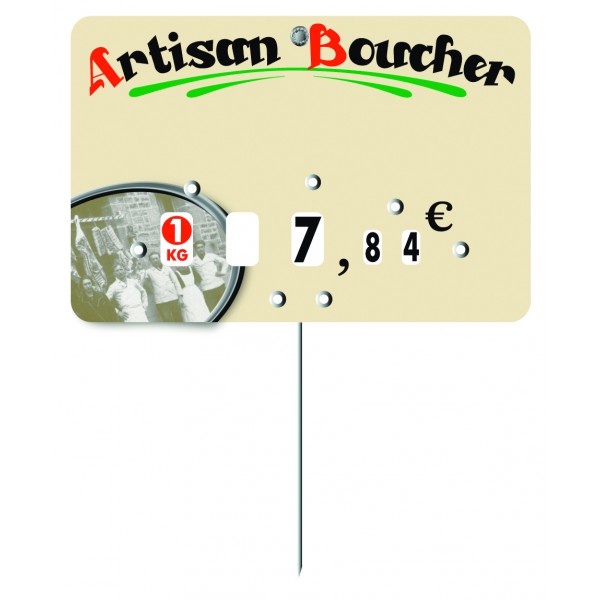 Etiquette : Marius Artisan Boucher neutre - 8x12 cm (avec roulettes & pique inox) Etiquette : Marius Artisan Boucher neutre - 8x12 cm (avec roulettes & pique inox)