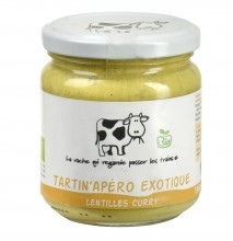 Tartin'Apéro Exotique bio Lentilles curry - 190 g (La vache qui regarde passer les trains) Tartin'Apéro Exotique bio Lentilles curry - 190 g (La vache qui regarde passer les trains)