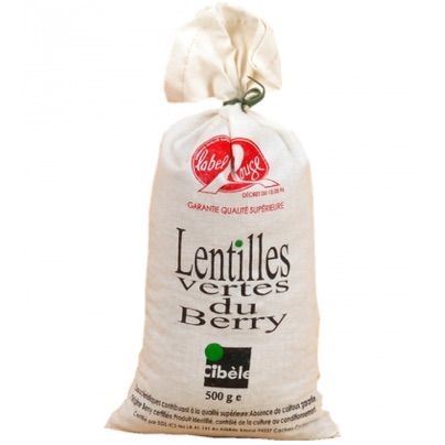 Lentille verte du Berry Label Rouge - Toile 500 g (Cibele) Lentille verte du Berry Label Rouge - Toile 500 g (Cibele)