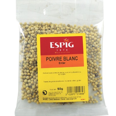 Poivre blanc grain - 50 g (Espig) Poivre blanc grain - 50 g (Espig)