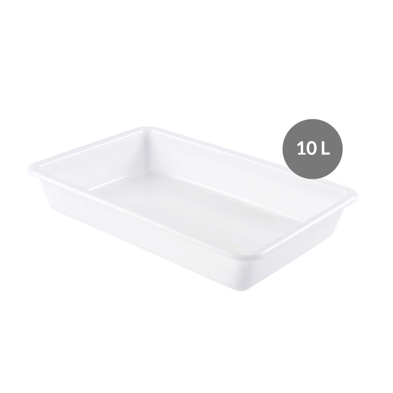 Bac Plat PEHD Blanc 10 L - 535x385x80 mm (Gilac)