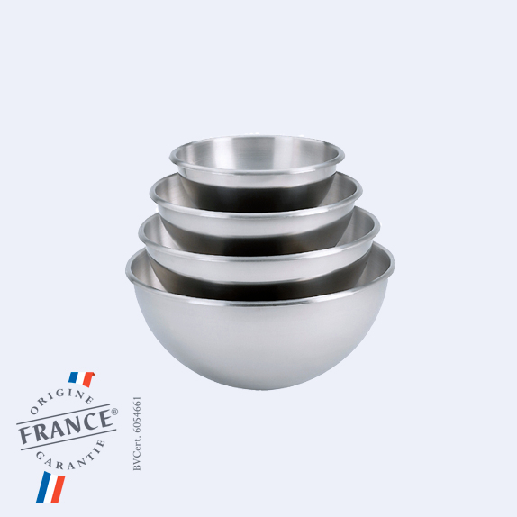 Bassine Inox demi-sphérique sans pied ni anses Ø 160x80 mm - 1,00 L Bassine Inox demi-sphérique sans pied ni anses Ø 160x80 mm - 1,00 L
