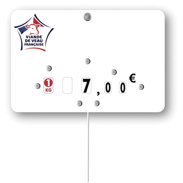 Etiquette : Viande de Veau française neutre - 8x12 cm (avec roulettes & pique inox)