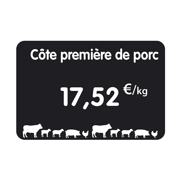 Etiquette : Noire à texte et prix décor Boucherie - 8x12 cm