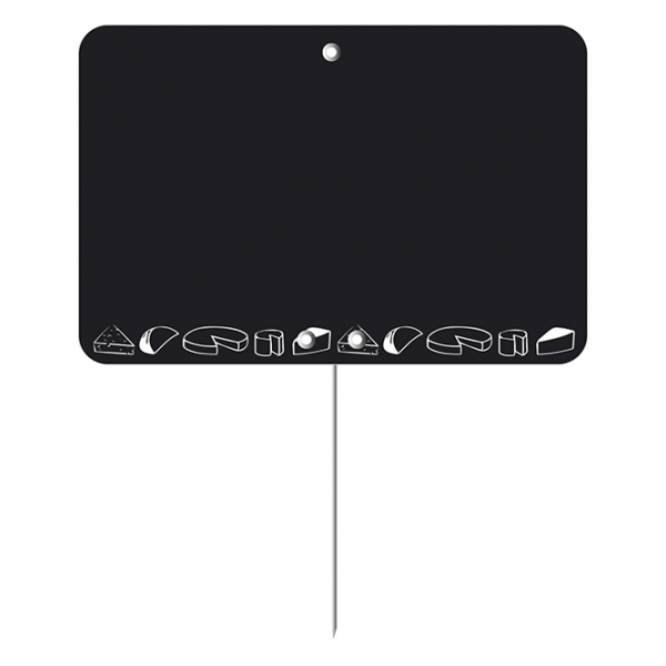 Etiquette : Noire neutre décor Fromage - 6x8 cm (pique inox)