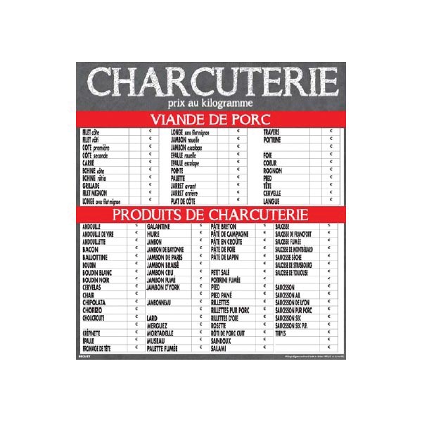 Panneau prix : Maestro Charcuterie - 70x80 cm Panneau prix : Maestro Charcuterie - 70x80 cm