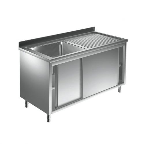 2100x800x880 mm - 2 Cuves de 700x600x400 mm - Plonge sur meuble + 1 égouttoir à droite 