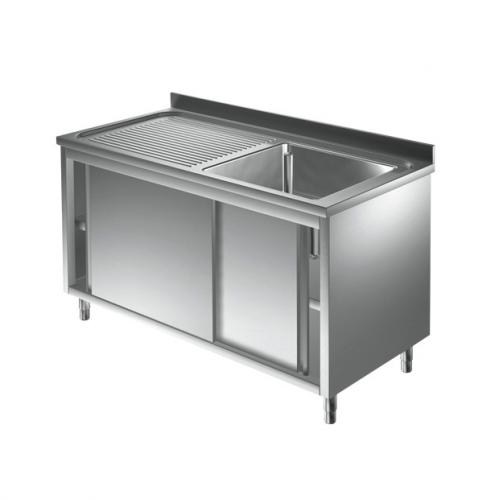 1600x800x880 mm - 1 Cuve de 800x600x400 mm - Plonge sur meuble + 1 égouttoir à gauche 