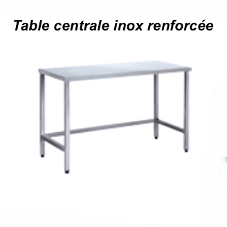 2400x700x880 mm - Table centrale en Inox renforcée 