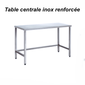 1600x600x880 mm - Table centrale en Inox renforcée 
