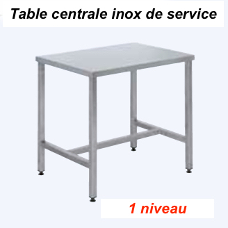600x600x850 mm - Table centrale Inox de service - 1 niveau