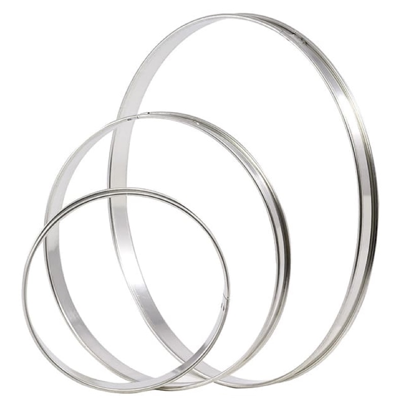 Cercle à tarte 2 bords roulés en Inox - Ø 220x20 mm