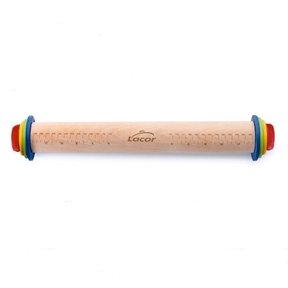 Rouleau à pâtisserie en hêtre avec anneaux - Ø 45 x 380 mm