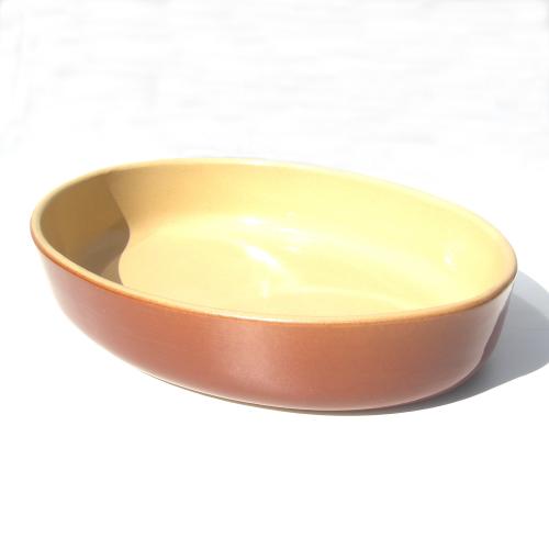 Plat grès Brun Ø 450x75 mm - Ovale - 6 L (Poterie Renault)